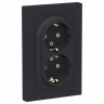 Розетка двойная Schneider Electric Atlas Design со шторками, в сборе, карбон