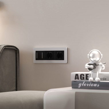 Рамка из поликарбоната на 3 поста Split белый/черный, soft-touch W0033068 &mdash; Multielectrika