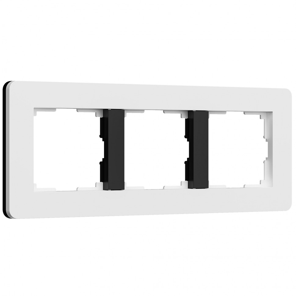 Рамка из поликарбоната на 3 поста Split белый/черный, soft-touch W0033068 фото 1 &mdash; Multielectrika