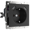 Розетка с заземлением, шторками и USBх2 (черный матовый) W1171508 фото 1 &mdash; Multielectrika