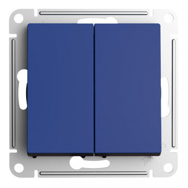 Выключатель двухклавишный Systeme Electric AtlasDesign 10А, аквамарин — Multielectrika