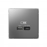 Розетка USB A+C Systeme Electric ArtGallery 45W, Fast Charge (QC.PD), сталь