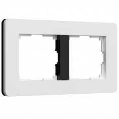 Рамка из поликарбоната на 2 поста Split белый/черный, soft-touch W0023068 &mdash; Multielectrika