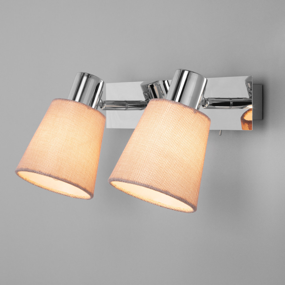 Настенный светильник с тканевым абажуром 20080/2 хром / бежевый фото 1 — Multielectrika