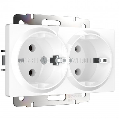 Розетка двойная с заземлением (белая) W1172001 — Multielectrika