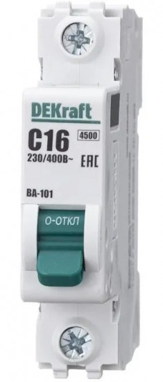 Автоматический выключатель DeKraft 1Р 16А х-ка C ВА-101 4,5кА								 &mdash; Multielectrika