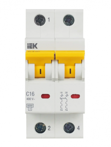 Автоматический выключатель ВА 47-60M 2Р 16А 6 кА характеристика С IEK MVA31-2-016-C — Multielectrika