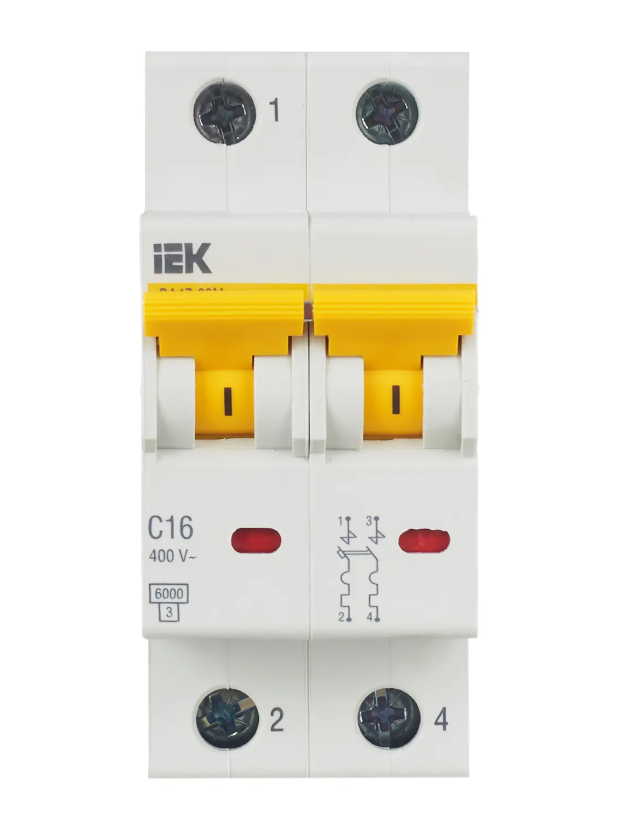 Автоматический выключатель ВА 47-60M 2Р 16А 6 кА характеристика С IEK MVA31-2-016-C фото 1 — Multielectrika
