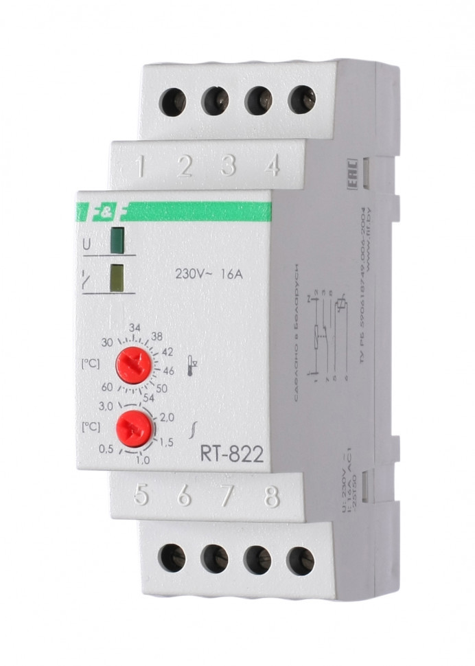 Аналоговый однофункциональный регулятор температуры RT-822 фото 1 — Multielectrika
