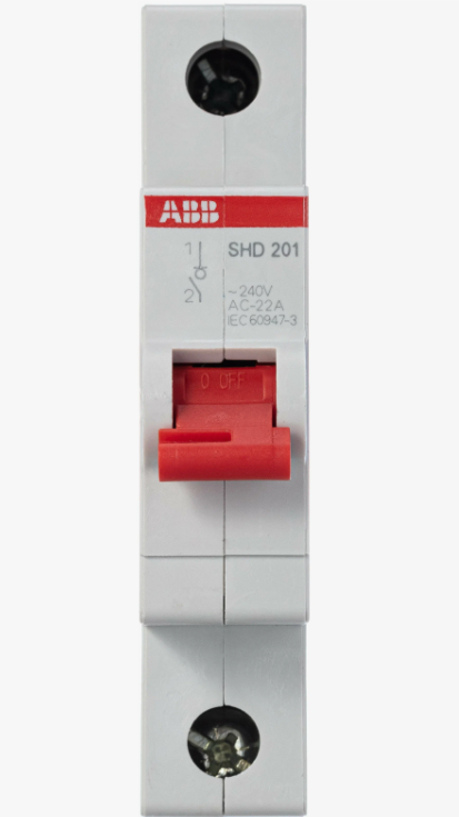 Рубильник 1-полюсный ABB SHD201/63 рычаг красный 2CDD271111R0063 фото 1 — Multielectrika
