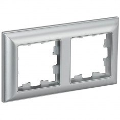 Рамка на 2 поста IEK Brite РУ-2-Бр алюминий/алюминий &mdash; Multielectrika
