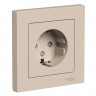 Розетка силовая Systeme Electric AtlasDesign со шторками, в сборе, 16А, песочный