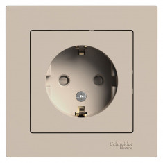 Розетка силовая Systeme Electric AtlasDesign со шторками, в сборе, 16А, песочный &mdash; Multielectrika