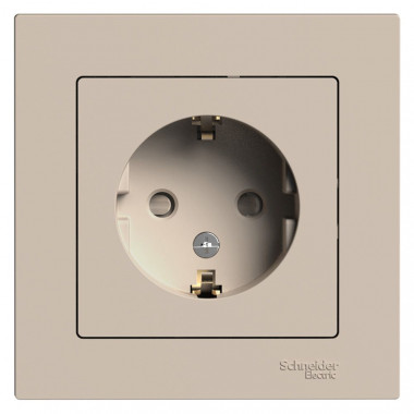 Розетка силовая Systeme Electric AtlasDesign со шторками, в сборе, 16А, песочный — Multielectrika