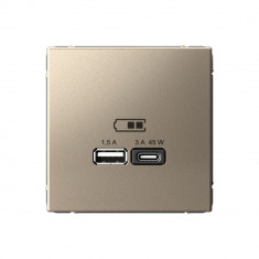 Розетка USB A+C Systeme Electric ArtGallery 45W, Fast Charge (QC.PD), шампань &mdash; Multielectrika