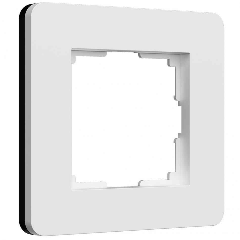Рамка из поликарбоната на 1 пост Split белый/черный, soft-touch W0013068 фото 1 &mdash; Multielectrika