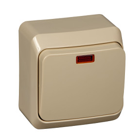 Выключатель одноклавишный с подсветкой 10АХ кремовый Schneider Electric Этюд BA10-005K — Multielectrika