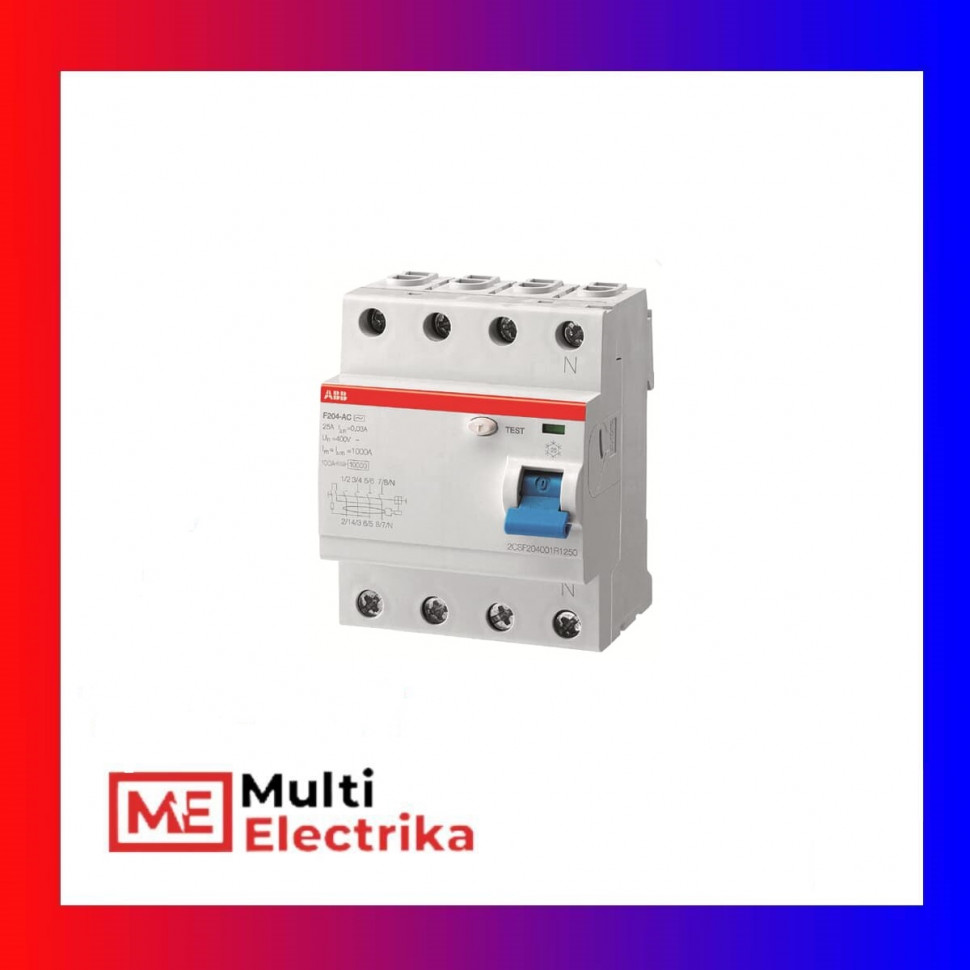 УЗО ABB F204 A-25/0,1 тип A 25A 100mA 2CSF204101R2250 фото 1 — Multielectrika