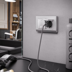 Рамка из пластика для двойной розетки Stark серебряный W0081806 &mdash; Multielectrika