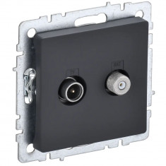 Розетка двойная TV+SAT IEK Brite РТВ/РСп12-БрГ графит &mdash; Multielectrika