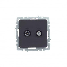Розетка двойная TV+SAT IEK Brite РТВ/РСп12-БрГ графит &mdash; Multielectrika