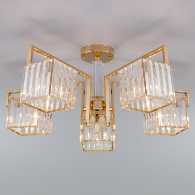 Умный потолочный светильник 10126/5 золото/прозрачный хрусталь Strotskis Smart (10117/5) — Multielectrika