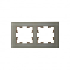 Рамка на 2 поста IEK Brite РУ-2-2-БрВа стекло ванильный &mdash; Multielectrika