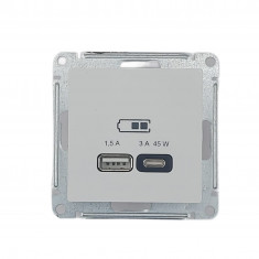 Розетка USB A+C, 45W, Fast Charge (QC.PD) Белый AtlasDesign ATN000129  &mdash; Multielectrika
