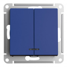 Выключатель двухклавишный Systeme Electric AtlasDesign с подсветкой, 10А, аквамарин &mdash; Multielectrika