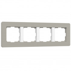 Рамка из поликарбоната на 4 поста Split дымчатый/белый, soft-touch W0043067 &mdash; Multielectrika