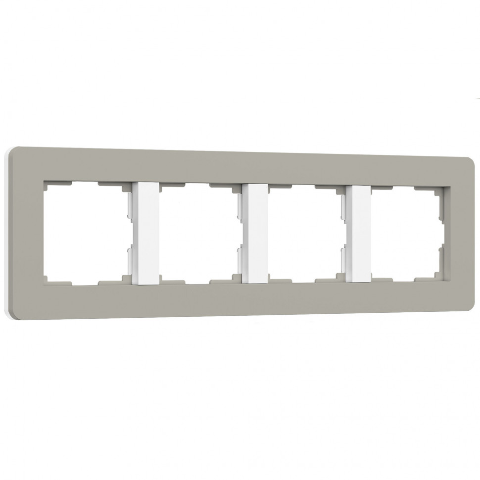 Рамка из поликарбоната на 4 поста Split дымчатый/белый, soft-touch W0043067 фото 1 &mdash; Multielectrika
