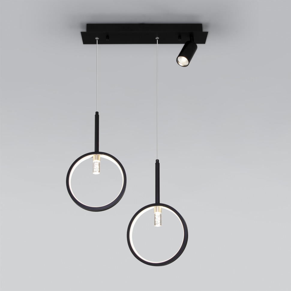 Подвесной светодиодный светильник с пультом управления 90249/3 черный фото 1 — Multielectrika