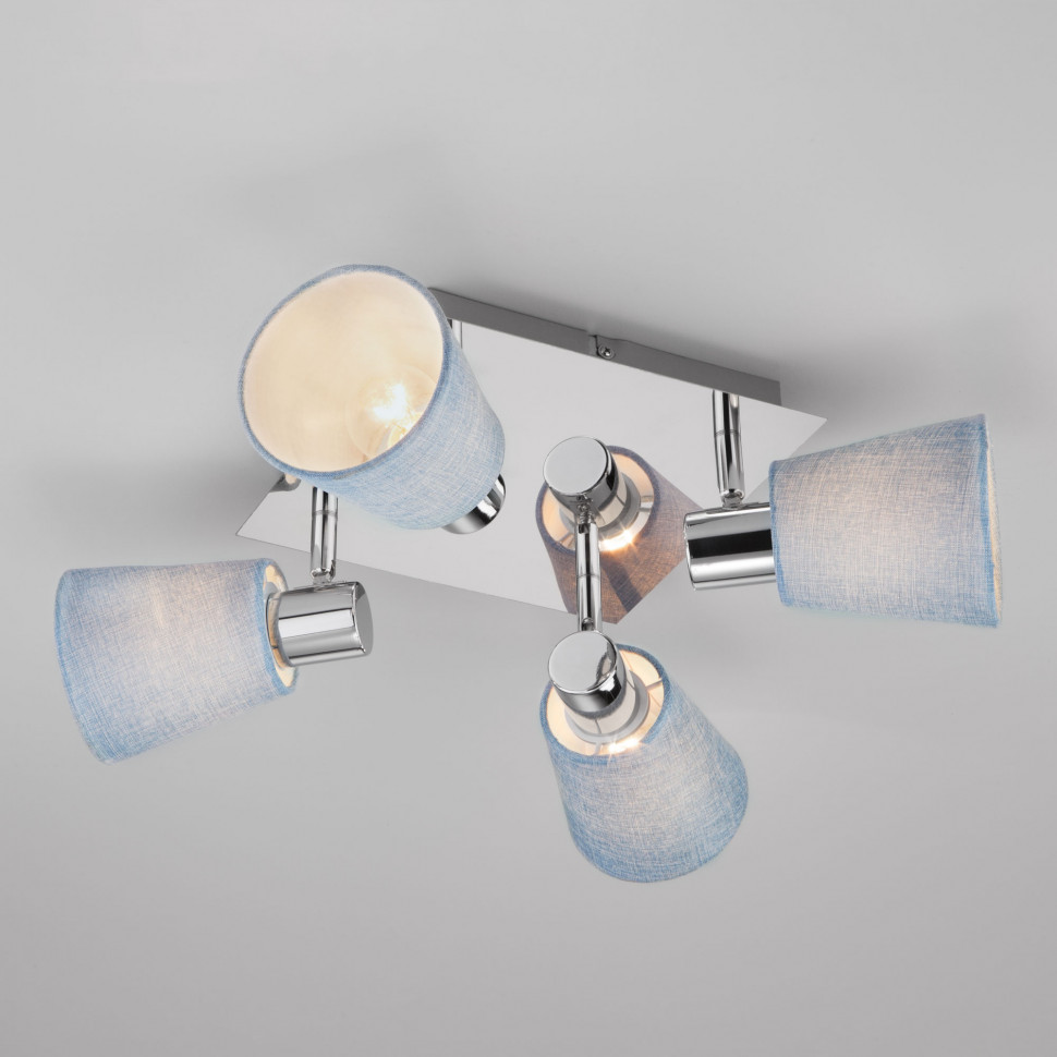 Потолочный светильник с абажурами 20080/4 хром/голубой фото 1 &mdash; Multielectrika