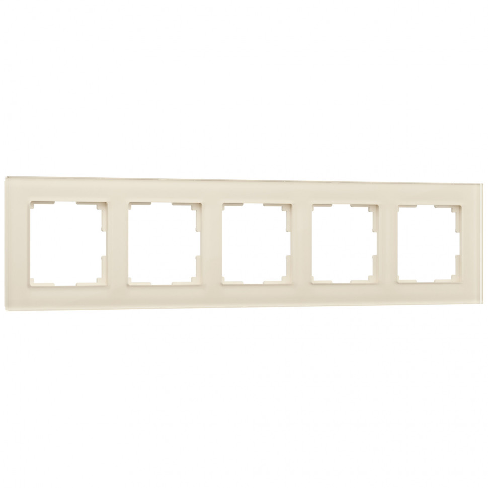 Рамка из стекла на 5 постов Favorit молочный W0051141 фото 1 &mdash; Multielectrika