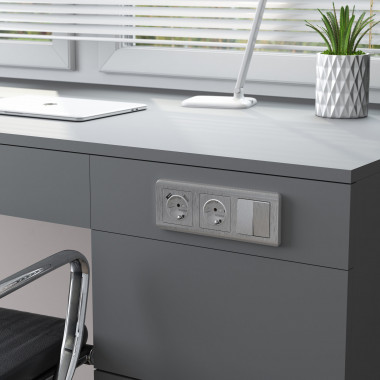 Выключатель двухклавишный проходной cеребряный рифленый W1122009 &mdash; Multielectrika