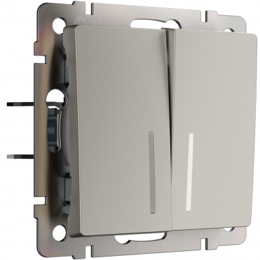 Выключатель двухклавишный проходной с подсветкой (дымчатый) W1222104 &mdash; Multielectrika