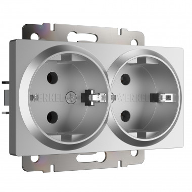 Розетка двойная с заземлением серебряный W1172006 — Multielectrika