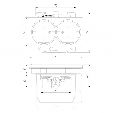 Розетка двойная с заземлением серебряный W1172006 &mdash; Multielectrika