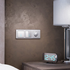 Выключатель двухклавишный проходной с подсветкой (cеребряный рифленый) W1122109 &mdash; Multielectrika