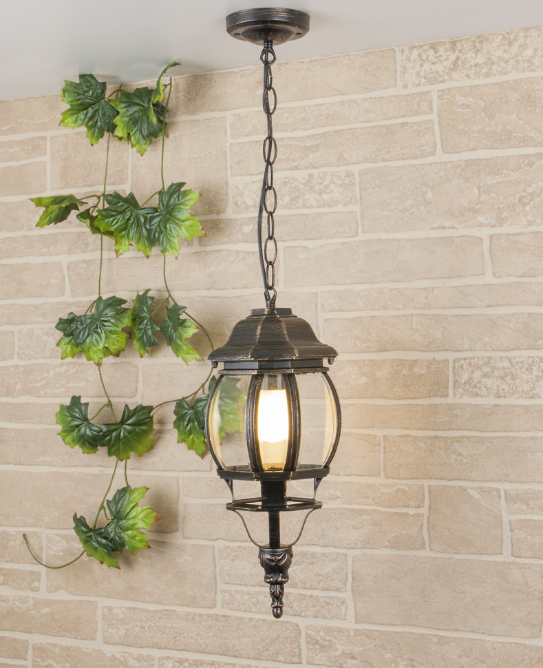 Уличный подвесной светильник IP33 GL 1001H черное золото фото 1 — Multielectrika