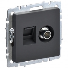 Розетка двойная TV+RJ45 кат.5E IEK Brite РТВ/РК12-БрГ графит &mdash; Multielectrika
