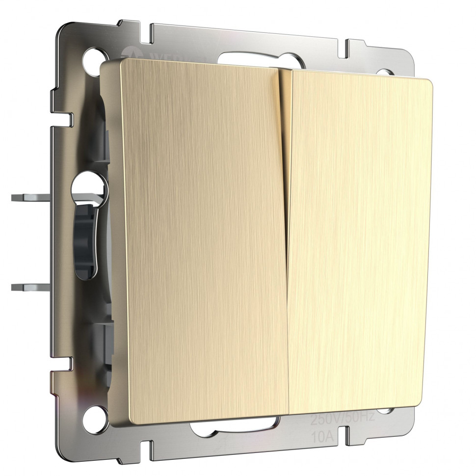 Выключатель двухклавишный (шампань рифленый) W1120010 фото 1 — Multielectrika