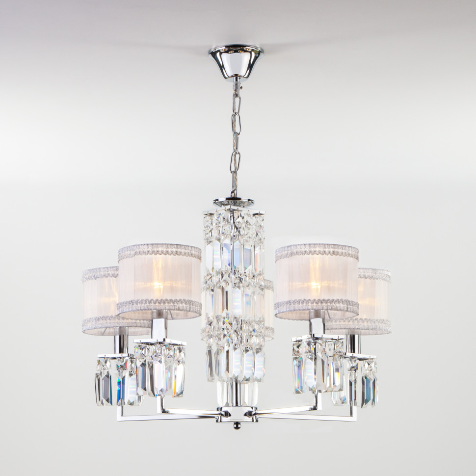 Подвесная люстра с абажурами 10099/5 хром фото 1 — Multielectrika