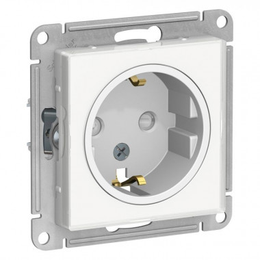 Розетка силовая Schneider Electric Atlas Design Art со шторками, белая — Multielectrika