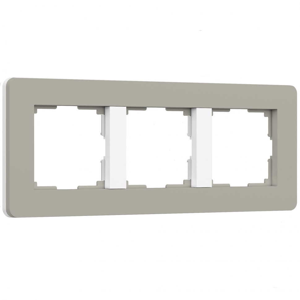 Рамка из поликарбоната на 3 поста Split дымчатый/белый, soft-touch W0033067 фото 1 &mdash; Multielectrika