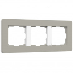Рамка из поликарбоната на 3 поста Split дымчатый/белый, soft-touch W0033067 &mdash; Multielectrika