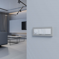 Рамка из поликарбоната на 3 поста Split дымчатый/белый, soft-touch W0033067 &mdash; Multielectrika
