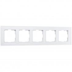 Рамка из стекла на 5 постов Favorit белый матовый W0051105 &mdash; Multielectrika