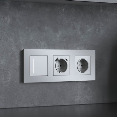 Рамка из поликарбоната на 3 поста Slab серебро софт W0032965 &mdash; Multielectrika