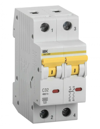 Автоматический выключатель ВА 47-60M 2Р 32А 6 кА характеристика С IEK MVA31-2-032-C — Multielectrika